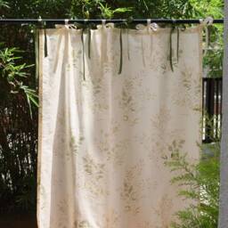 Floral Cotton Noren Door Curtain With Silky Ribbons Ties, Long Noren, Room Dividers Doorway Curtain, 1Pc - thumbnail 2