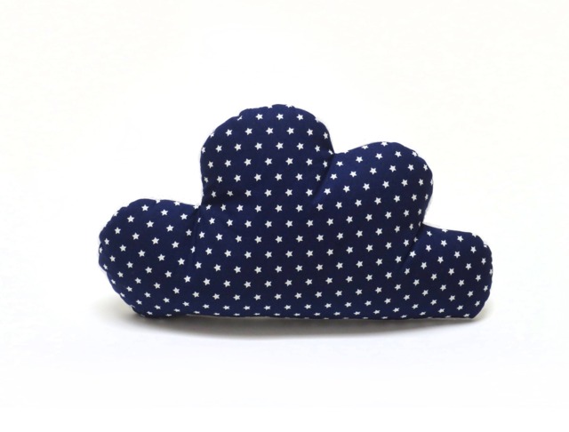 Cloud Pillow - Cuddle Pillow For Kids With Terry On The Backside Blue Stars - image 1