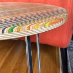 Round End Table Made From Recycled Skateboards - thumbnail 2
