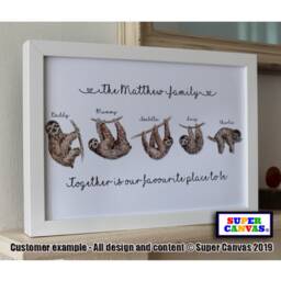 Sloth Family Personalised Unique Portrait Picture Framed Print Handmade Mum Dad Wife Husband Friend Nana Birthday Fathers Day Gift - thumbnail 3