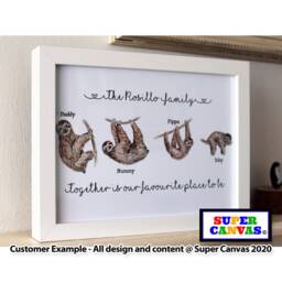 Sloth Family Personalised Unique Portrait Picture Framed Print Handmade Mum Dad Wife Husband Friend Nana Birthday Fathers Day Gift - thumbnail 1