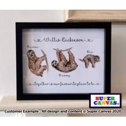 Sloth Family Personalised Unique Portrait Picture Framed Print Handmade Mum Dad Wife Husband Friend Nana Birthday Fathers Day Gift - thumbnail 2