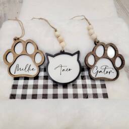 Personalized Pet Christmas Tag Dog & Cat Stocking Name Tag - Wooden Gift Animal Present Label - thumbnail 2