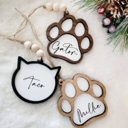 Personalized Pet Christmas Tag Dog & Cat Stocking Name Tag - Wooden Gift Animal Present Label - thumbnail 1