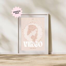 Digital File Virgo Print - Astrology Prints, Colourful Wall Art, Star Sign Retro Print, Sign, Eclectic Decor, Digital Download - thumbnail 1