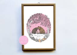 New Baby Print - Art Nursery Decor Woodland Born Shower - thumbnail 1
