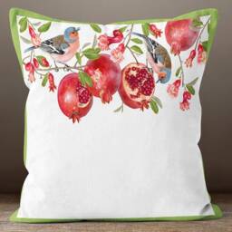 Pomegranate Tree Cushion Cover/Fruit Pillow Case/Red Kitchen Cover/Housewarming Cover/Country Home Decor/Gift For Mom - thumbnail 4