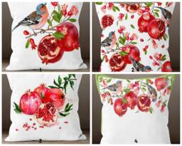 Pomegranate Tree Cushion Cover/Fruit Pillow Case/Red Kitchen Cover/Housewarming Cover/Country Home Decor/Gift For Mom