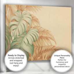 Neutral Beige Tropical Monstera Botanical Leaf Illustration Canvas Wall Art Print Decor Picture Ready To Hang - thumbnail 3