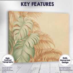 Neutral Beige Tropical Monstera Botanical Leaf Illustration Canvas Wall Art Print Decor Picture Ready To Hang - thumbnail 1