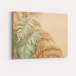 Neutral Beige Tropical Monstera Botanical Leaf Illustration Canvas Wall Art Print Decor Picture Ready To Hang - thumbnail 4