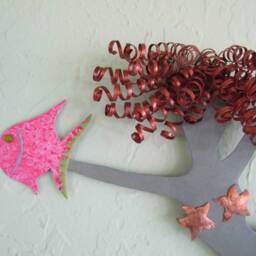 Redhead Mermaid Metal Wall Art Coastal Beach House Decor - 10x24 - thumbnail 3