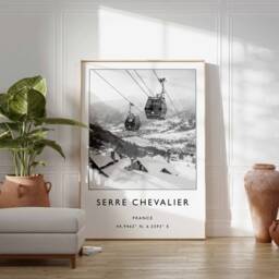 Serre Chevalier Ski Poster Black & White French Alps Print - thumbnail 3