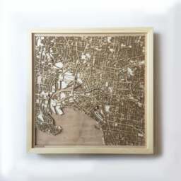 Melbourne Wooden Map - Laser Cut Pinewood City Streets, Framed Wall Art - thumbnail 1