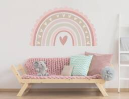 Extra Large Pink Scallop Rainbow Wall Sticker Decal - Children's Nursery Art Playroom Decor Print