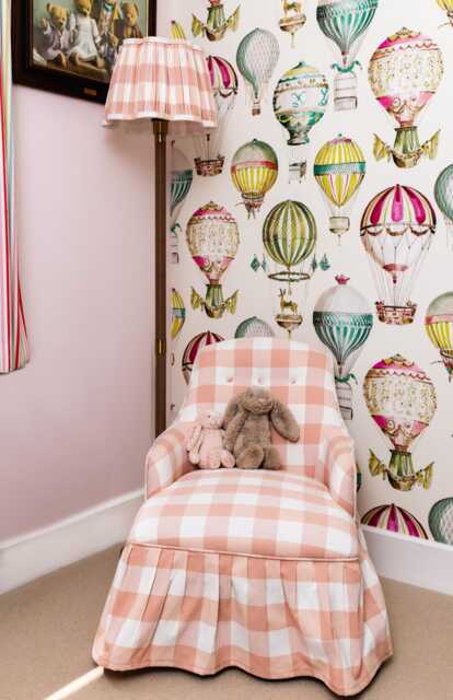 Pink Gingham Upholstered Children's Chair Nursery Reading Chair - image 1