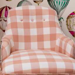 Pink Gingham Upholstered Children's Chair Nursery Reading Chair - thumbnail 3