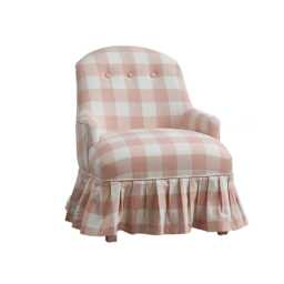 Pink Gingham Upholstered Children's Chair Nursery Reading Chair - thumbnail 4