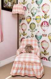 Pink Gingham Upholstered Children's Chair Nursery Reading Chair - thumbnail 1
