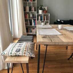 Reclaimed Dining Table With Black Hairpins, Choice Of Sizes+Colours, Handmade in London - thumbnail 3
