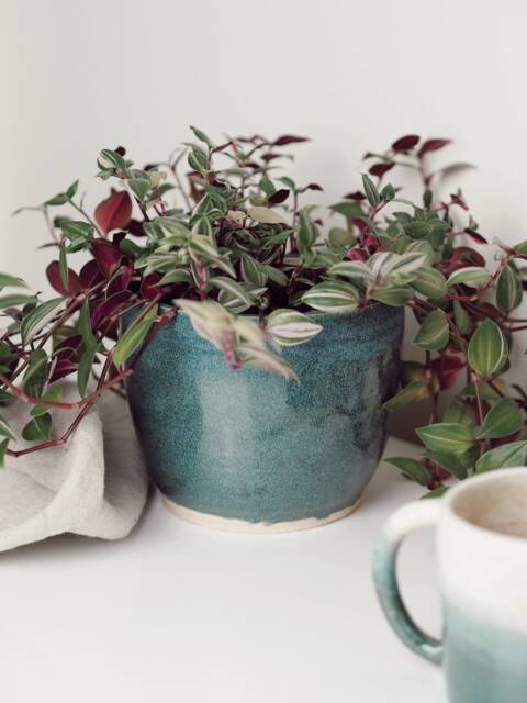 Green Ceramic Planter, Handmade Glazed Pot, Speckled Plant Large Turquoise Vessel, Unique British Gift, Handcrafted Pots - image 1