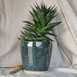 Green Ceramic Planter, Handmade Glazed Pot, Speckled Plant Large Turquoise Vessel, Unique British Gift, Handcrafted Pots - thumbnail 3