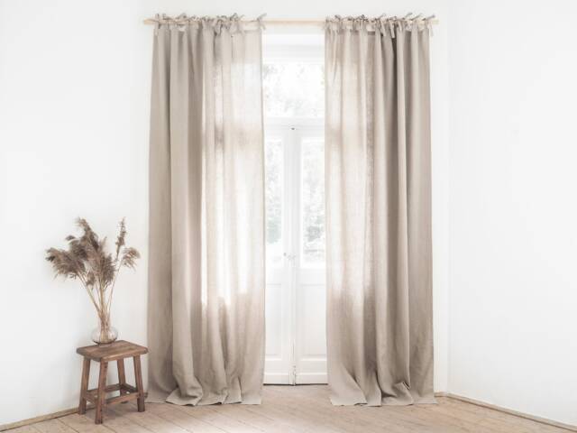 Tie Top Heavy Linen - 280 G/M2 Curtain Panel Made Of Stonewashed/1 Pcs - image 1