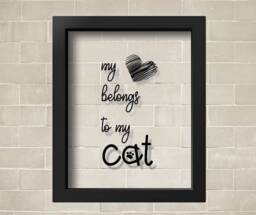 Transparent My Heart Belongs To My Cat Poster Lover Gift Quotes Cats Wall Art Owner Print Minimalism Decor - thumbnail 1