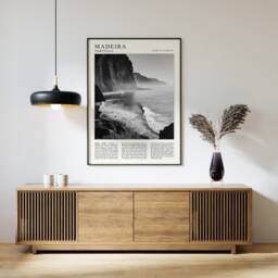 Madeira Portugal Travel Poster Black & White Vintage Art Print - thumbnail 2