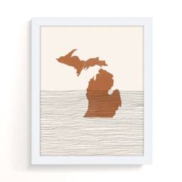 Boho Decor - Michigan Mid Century Wall Art, Minimalist Art & Abstract Print, State Map Print - thumbnail 2
