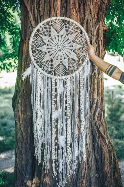 Large Dream Catcher, Crochet Doily, Boho Wall Hanging - image 1