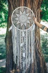 Large Dream Catcher, Crochet Doily, Boho Wall Hanging - thumbnail 1