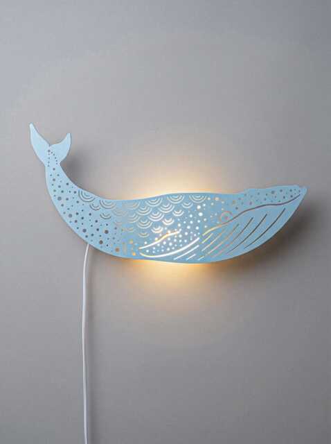 Blue Whale Lamp - Kids Night Light Ocean Nursery Decor Plug in Wall Sconce For Baby Room - image 1