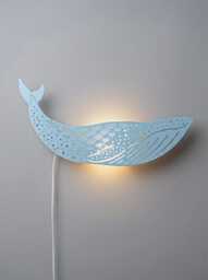 Blue Whale Lamp - Kids Night Light Ocean Nursery Decor Plug in Wall Sconce For Baby Room - thumbnail 1