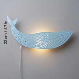Blue Whale Lamp - Kids Night Light Ocean Nursery Decor Plug in Wall Sconce For Baby Room - thumbnail 2