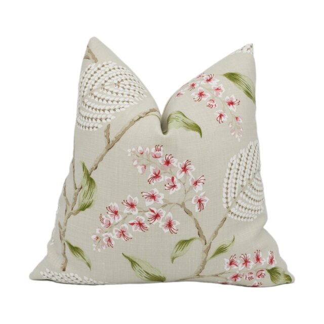 Colefax & Fowler - Atwood Pink/Green Modern Trailing Floral Designer Cushion Cover Handmade Throw Pillow Luxury Home Decor - image 1