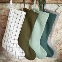 Personalized Embroidered Christmas Stockings, Linen Handmade Farm House Family Gift - thumbnail 3