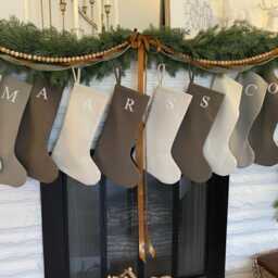 Personalized Embroidered Christmas Stockings, Linen Handmade Farm House Family Gift