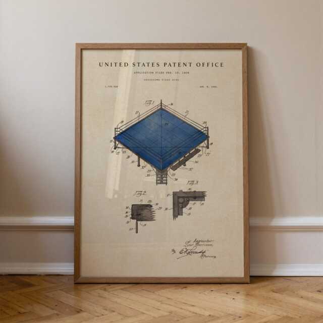 Boxing Ring Patent Art Print Hand Painted Watercolor - image 1