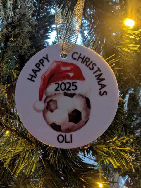 Personalised Ceramic Football Bauble, Ornament, Christmas Gift For Fan, For Fan - image 1