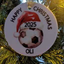 Personalised Ceramic Football Bauble, Ornament, Christmas Gift For Fan, For Fan - thumbnail 2