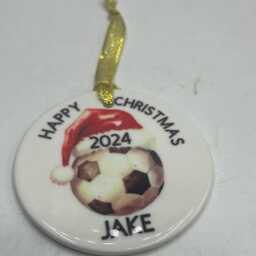 Personalised Ceramic Football Bauble, Ornament, Christmas Gift For Fan, For Fan - thumbnail 4