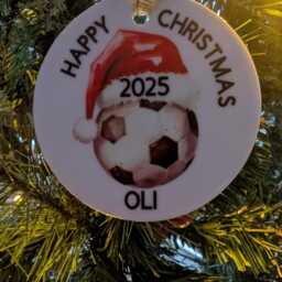 Personalised Ceramic Football Bauble, Ornament, Christmas Gift For Fan, For Fan - thumbnail 3