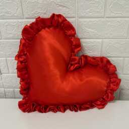 Satin Frilled Heart Pillow Cushion Ruffles Plush Handmade Frill Valentine Gift Pink Red White Small & Large - thumbnail 3
