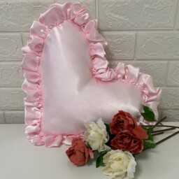 Satin Frilled Heart Pillow Cushion Ruffles Plush Handmade Frill Valentine Gift Pink Red White Small & Large - thumbnail 2