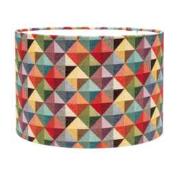 Triangle Harlequin Geometric Tapestry Lampshade. Bright Multicoloured Design. Cylinder Style Shade. 30cm & 40cm Sizes Available - thumbnail 2
