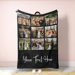 Picture Blanket With Text, Photo Collage, Personalized Family Blanket, Memorial Best Friend Gift, Anniversary Gift - thumbnail 1