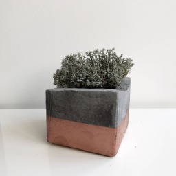 Concrete Planter Gray Copper Geometric Succulent Planter, Rectangle Urban Industrial Pot