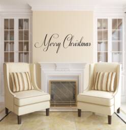 Merry Christmas Vinyl Wall Quote, Holiday Decor, Decals, Festive Stickers, Decorations - thumbnail 1