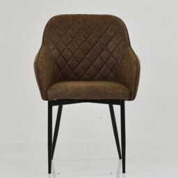Faux Leather Dining Chairs Taupe Brown Kitchen Chair Vintage Black Legs Mid Century Accent